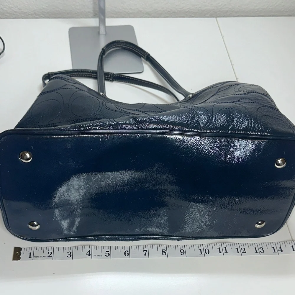 Coach Madison Navy Patent Leather Satchel Shoulder Bag